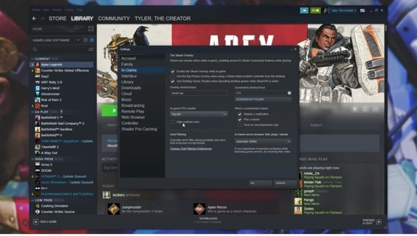 How to Show FPS in Apex Legends Using Steam Overlay